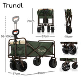 TRUNDL 106L Electric Folding Pull Cart, Powerful Easy Hill Climbing, All-terrain Wheels, Wagon for Beach Camping Shopping, Green