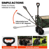 TRUNDL 106L Electric Folding Pull Cart, Powerful Easy Hill Climbing, All-terrain Wheels, Wagon for Beach Camping Shopping, Green
