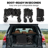 TRUNDL 180L XL Electric Folding Pull Cart, Powerful Easy Hill Climbing, All-terrain Wheels, Wagon for Beach Camping Shopping, Black