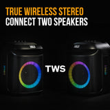 Bluetooth Speakers: M&B Portable Splash Proof 80W Bluetooth Party Speaker, IPX4, TWS Pairing, Multi-Input, Lithium Battery, RGB, USB Charging