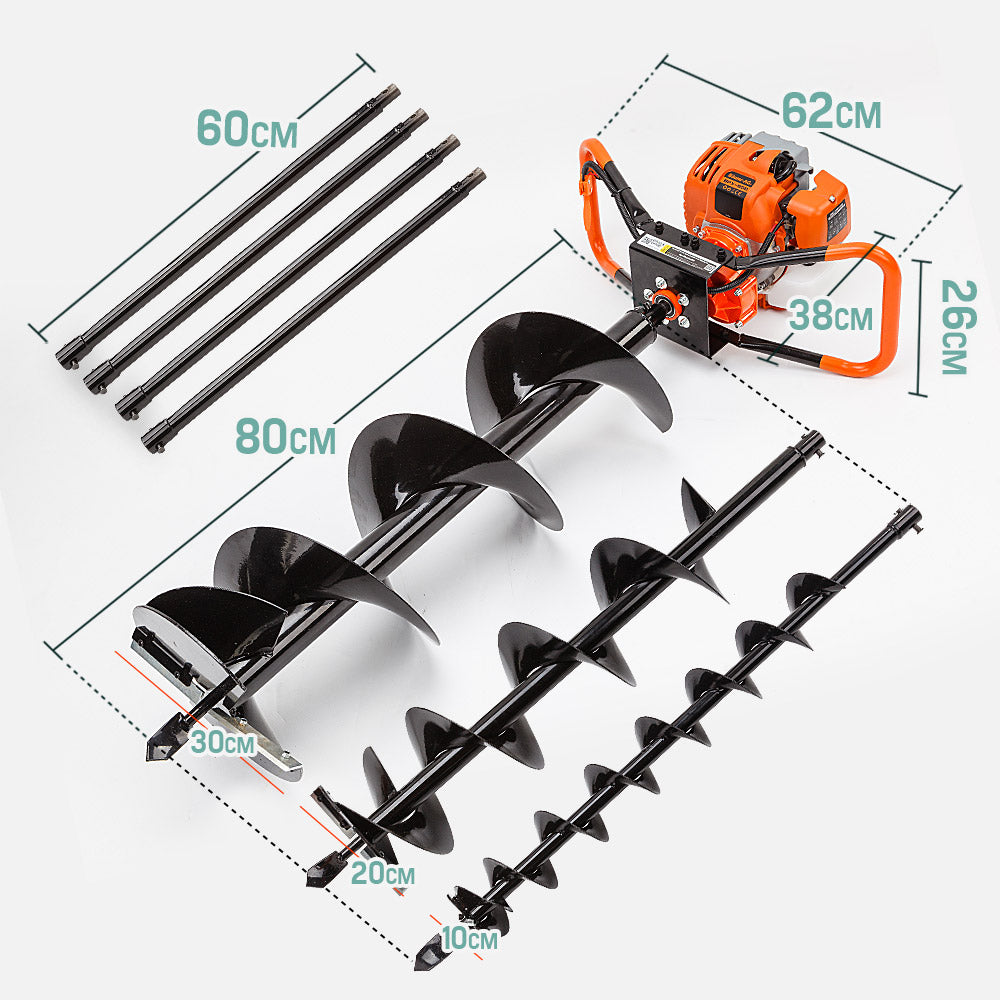 Outdoor Power Equipment: Baumr-AG Post Hole Digger 88CC Posthole Earth Auger Fence Borer Petrol Drill Bit
