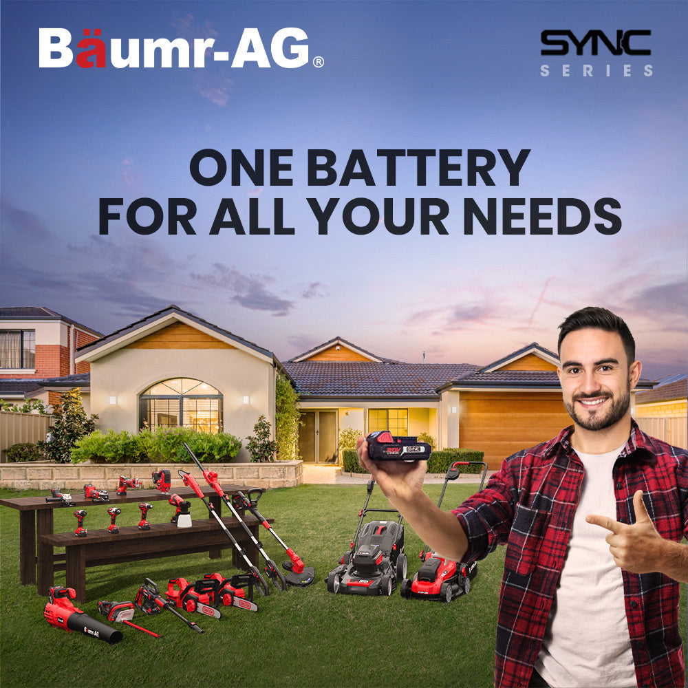 Outdoor Power Equipment: BAUMR-AG LN3 20V SYNC Cordless 2in1 Line Trimmer & Lawn Edger, with Battery and Charger Kit, Adjustable head, Guide Wheel