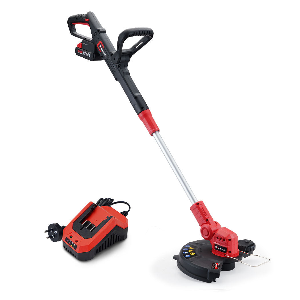 Outdoor Power Equipment: Baumr-AG 20V Cordless Line Trimmer Whipper Snipper Electric Garden Tool, 2.0Ah Lithium Battery Charger