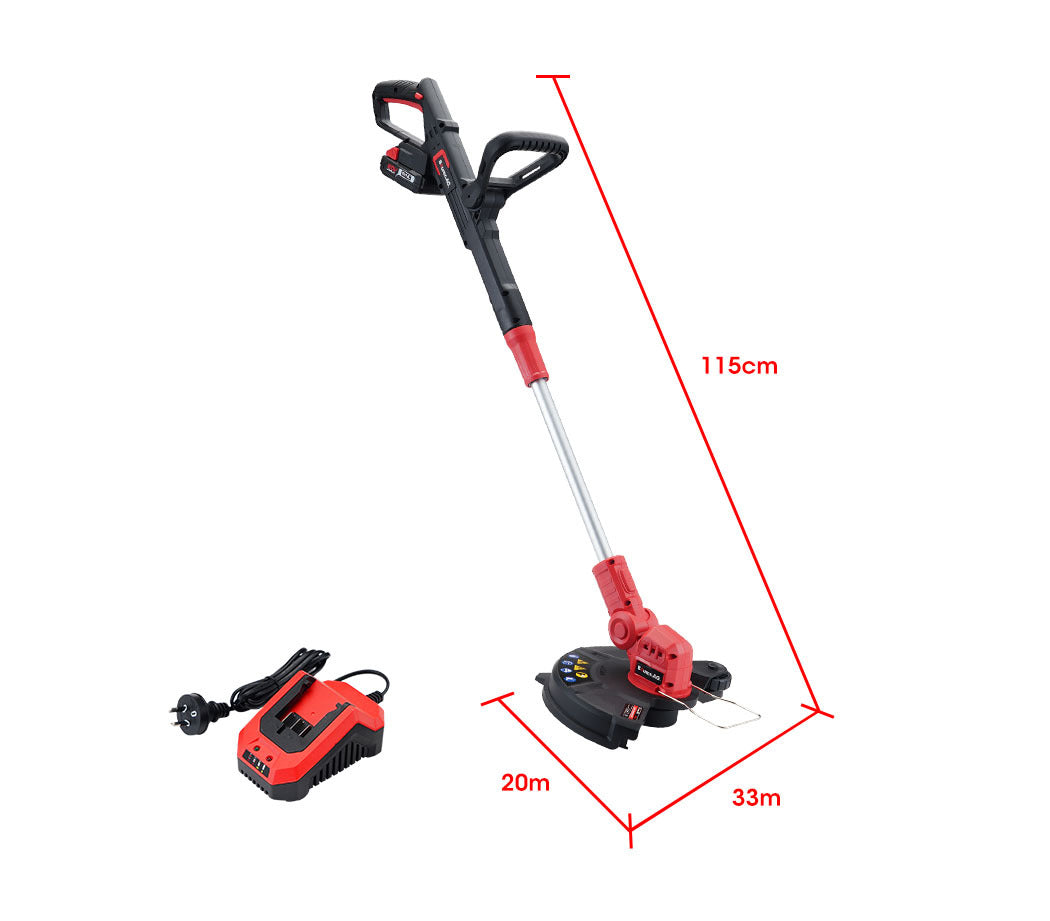 Outdoor Power Equipment: Baumr-AG 20V Cordless Line Trimmer Whipper Snipper Electric Garden Tool, 2.0Ah Lithium Battery Charger