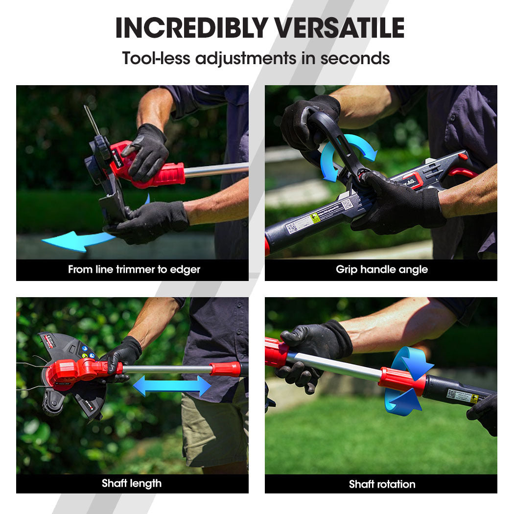 Outdoor Power Equipment: Baumr-AG 20V Cordless Line Trimmer Whipper Snipper Electric Garden Tool, 2.0Ah Lithium Battery Charger