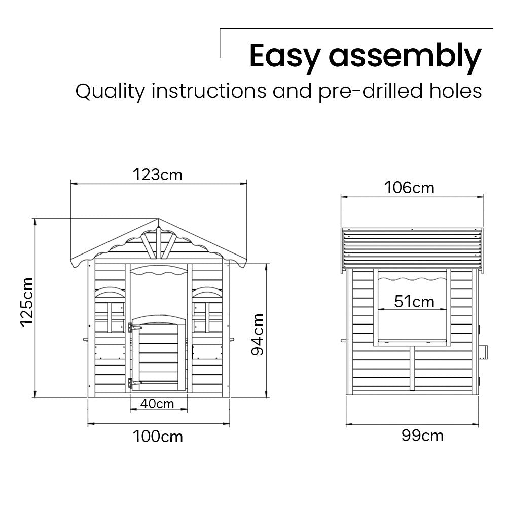 Outdoor Play Equipment: ROVO KIDS Cubby House, Wooden Outdoor DIY Timber Cottage Style Playhouse, for Children