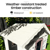 Outdoor Play Equipment: ROVO KIDS Cubby House, Wooden Outdoor DIY Timber Cottage Style Playhouse, for Children