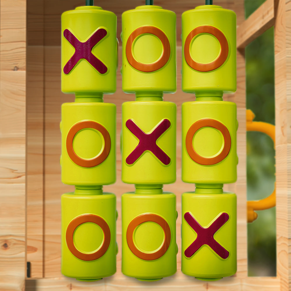 Outdoor Play Equipment: ROVO KIDS Wooden Tower Cubby House with Slide, Sandpit, Climbing Wall, Noughts & Crosses, Natural Colour