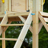 Outdoor Play Equipment: ROVO KIDS Wooden Tower Cubby House with Slide, Sandpit, Climbing Wall, Noughts & Crosses, Natural Colour