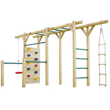 Outdoor Play Equipment: ROVO KIDS Ultimate Outdoor Monkey Bars Playset Frame, with Climbing Wall, Disc Swing, Rope Ladder