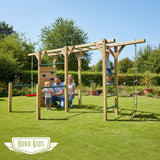 Outdoor Play Equipment: ROVO KIDS Ultimate Outdoor Monkey Bars Playset Frame, with Climbing Wall, Disc Swing, Rope Ladder