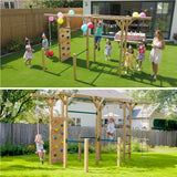 Outdoor Play Equipment: ROVO KIDS Ultimate Outdoor Monkey Bars Playset Frame, with Climbing Wall, Disc Swing, Rope Ladder