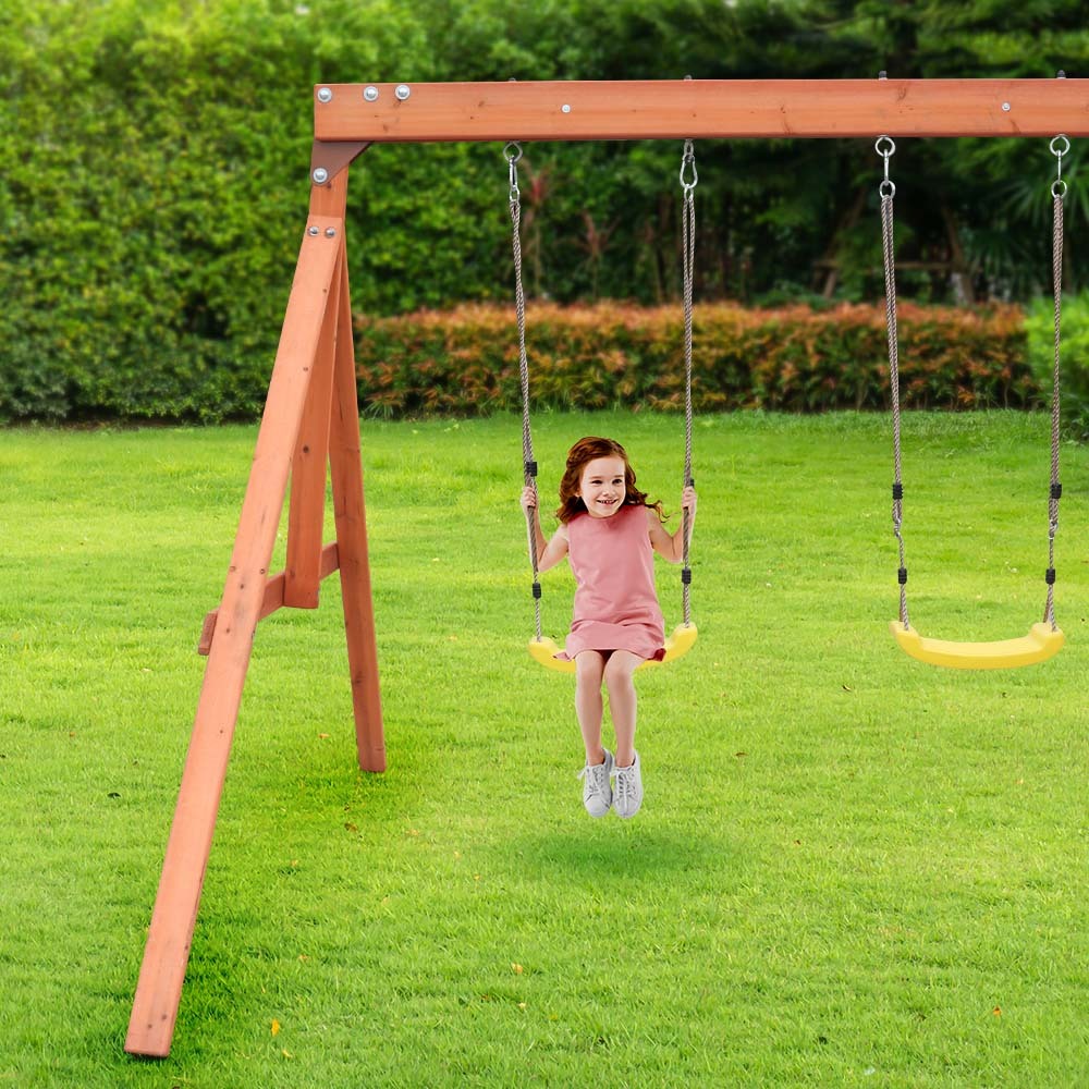 Outdoor Play Equipment: Rovo Kids Outdoor Slide and Swing Play Set with Climbing Wall and Sandpit