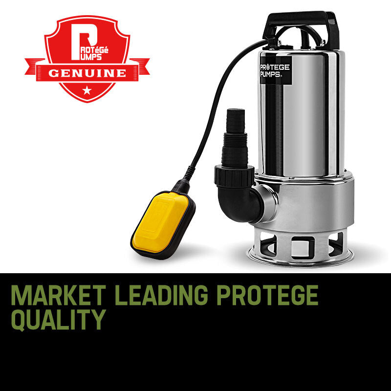Sewage Pumps: PROTEGE 2000W Submersible Dirty Water Pump Bore Tank Well Steel Automatic