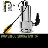 Sewage Pumps: PROTEGE 2000W Submersible Dirty Water Pump Bore Tank Well Steel Automatic
