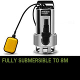 Sewage Pumps: PROTEGE 2000W Submersible Dirty Water Pump Bore Tank Well Steel Automatic