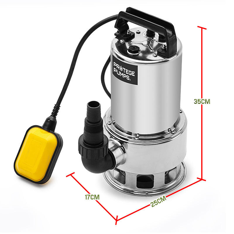 Sewage Pumps: PROTEGE 2000W Submersible Dirty Water Pump Bore Tank Well Steel Automatic