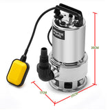 Sewage Pumps: PROTEGE 2000W Submersible Dirty Water Pump Bore Tank Well Steel Automatic