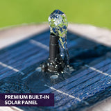 PROTEGE Solar Powered Water Feature Fountain Bird Bath with Lighting Light Grey