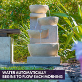 Fountains & Ponds: PROTEGE Solar Fountain Water Feature Outdoor 4 Bowl with LED Lights - Sand Colour