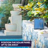 Fountains & Ponds: PROTEGE Solar Fountain Water Feature Outdoor 4 Bowl with LED Lights - Sand Colour