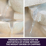 Fountains & Ponds: PROTEGE Solar Fountain Water Feature Outdoor 4 Bowl with LED Lights - Sand Colour
