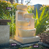 Fountains & Ponds: PROTEGE Solar Fountain Water Feature Outdoor 4 Bowl with LED Lights - Sand Colour