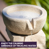 Fountains & Ponds: PROTEGE Solar Fountain Water Feature Outdoor 4 Bowl with LED Lights - Sand Colour