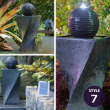 Fountains & Ponds: PROTEGE Solar Fountain Water Feature Outdoor 4 Bowl with LED Lights - Sand Colour