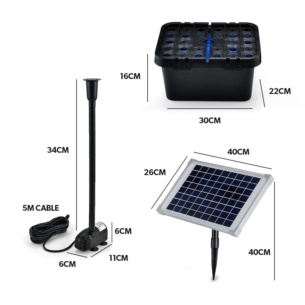 Fountains & Ponds: PROTEGE 10W Solar Powered Water Fountain Pump Pond Kit with Eco Filter Box