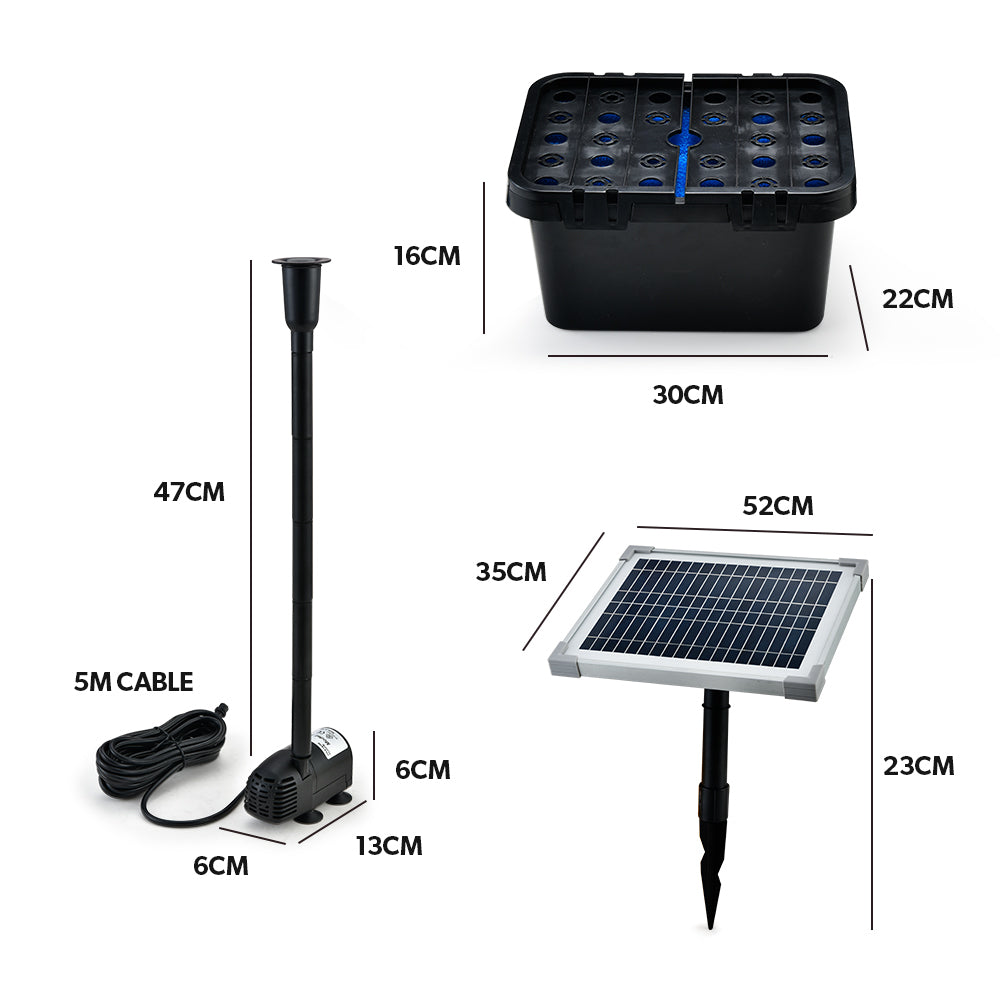 Fountains & Ponds: PROTEGE 20W Solar Fountain Pump Garden Water Pool Pond Kit with Eco Filter Box