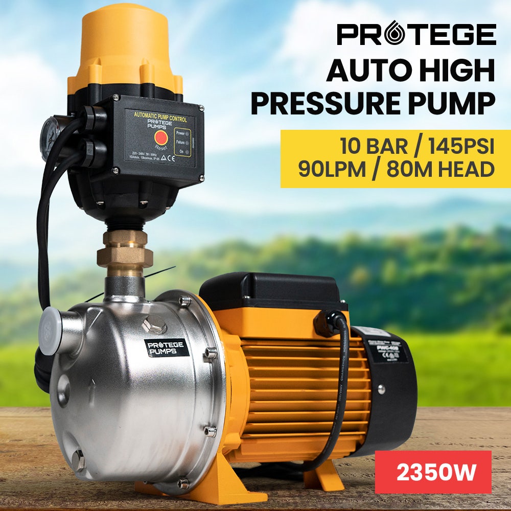 Irrigation Pumps: PROTEGE 2350W Automatic High Pressure Water Jet Pump, with Auto Digital Controller, for Rainwater Tank, Grey Water, Irrigation