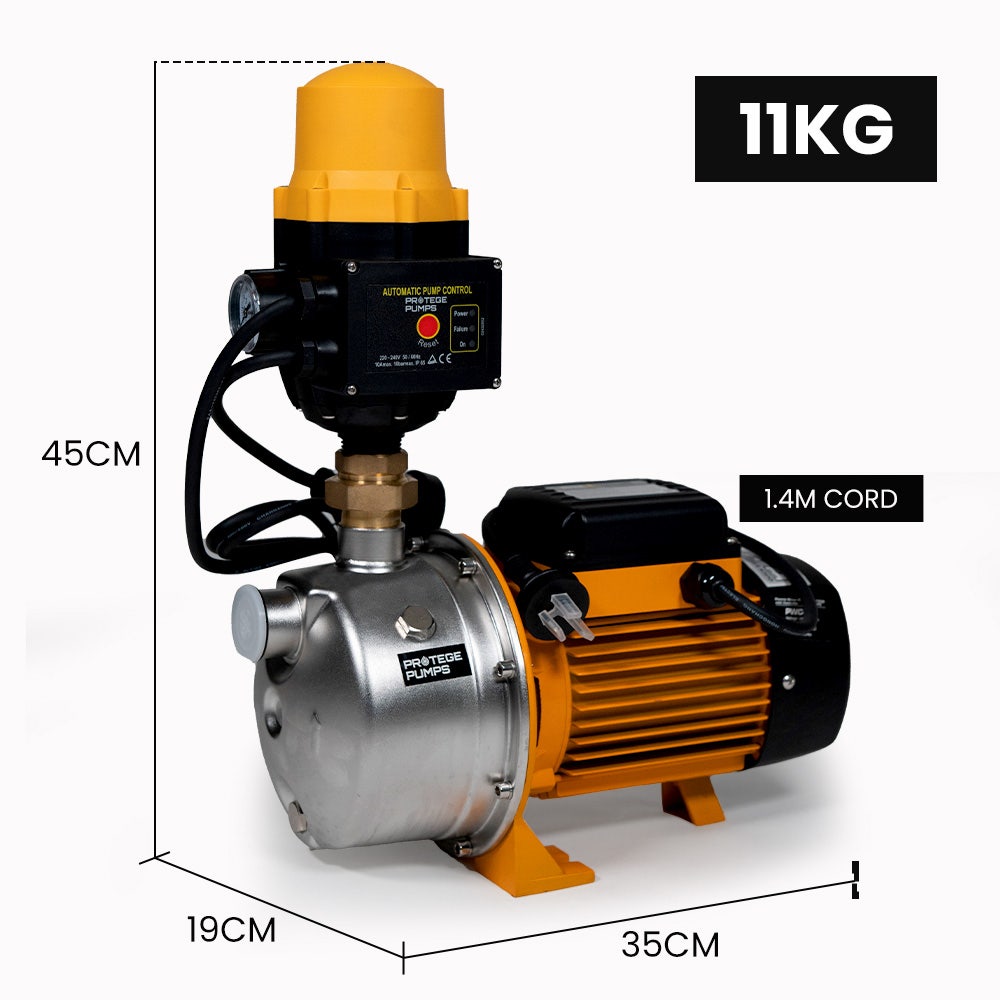 Irrigation Pumps: PROTEGE 2350W Automatic High Pressure Water Jet Pump, with Auto Digital Controller, for Rainwater Tank, Grey Water, Irrigation