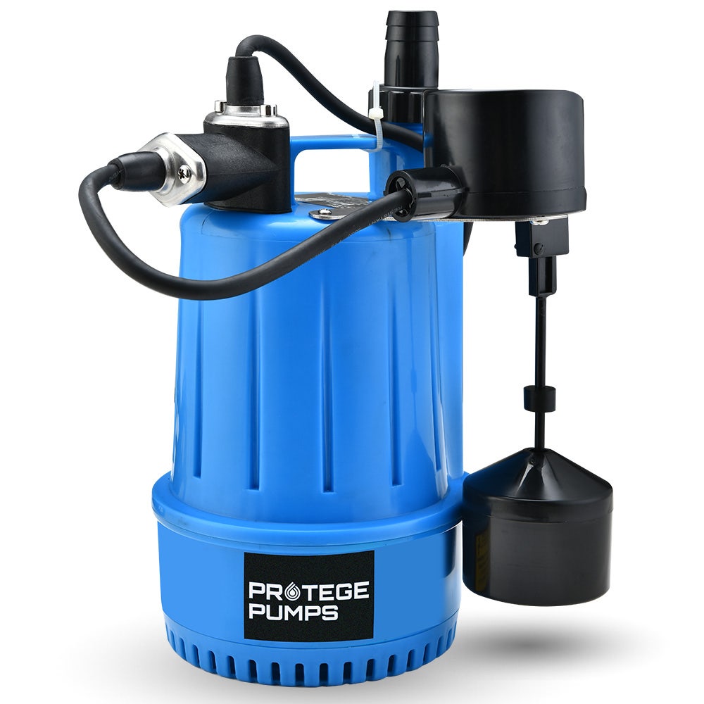 Sewage Pumps: PROTEGE Tight Access Clean/Grey Water Submersible Sump Pump, Vertical Float Switch