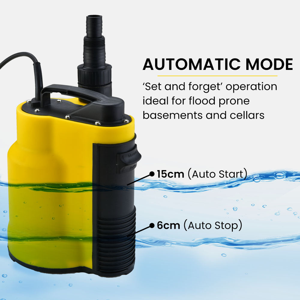 Sewage Pumps: PROTEGE Tight Access Clean/Grey Water Submersible Sump Pump, Integrated Float Switch