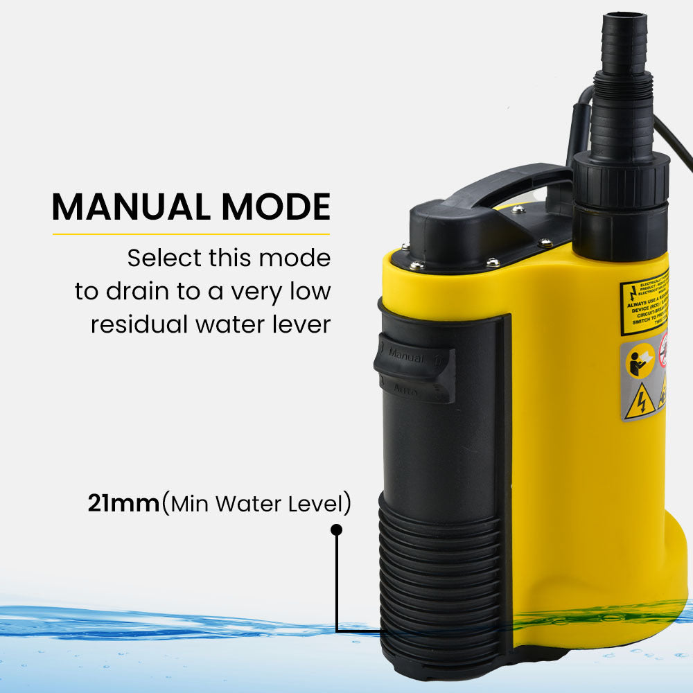 Sewage Pumps: PROTEGE Tight Access Dirty Water Submersible Sump Pump, Integrated Float Switch