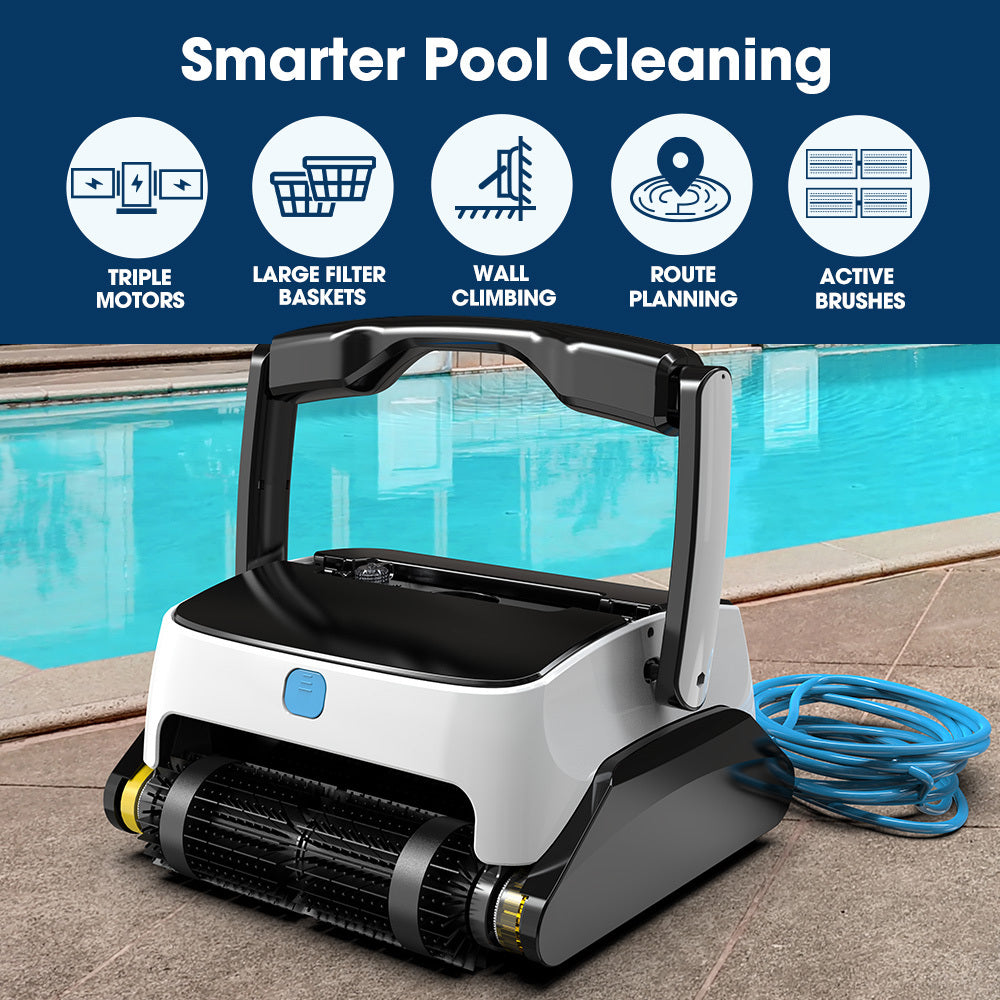 Pool Sweeps & Vacuums: WYBOT Grampus 800 Robotic Pool Cleaner, Automatic Vacuum with Quick Clean, Wall Climbing Capability, Powerful Triple Motors, Large Filter Baskets, Ideal for Large In-Ground Pools