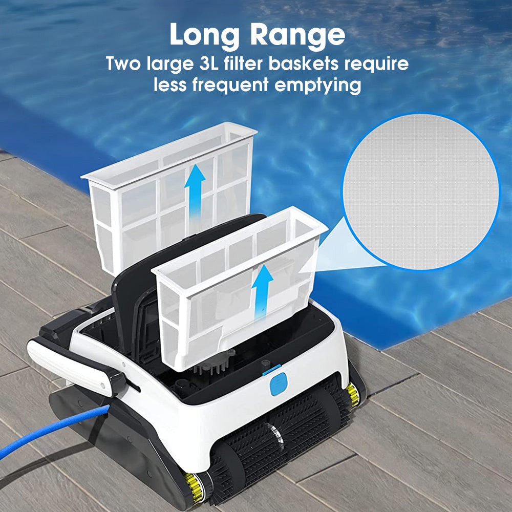 Pool Sweeps & Vacuums: WYBOT Grampus 800 Robotic Pool Cleaner, Automatic Vacuum with Quick Clean, Wall Climbing Capability, Powerful Triple Motors, Large Filter Baskets, Ideal for Large In-Ground Pools