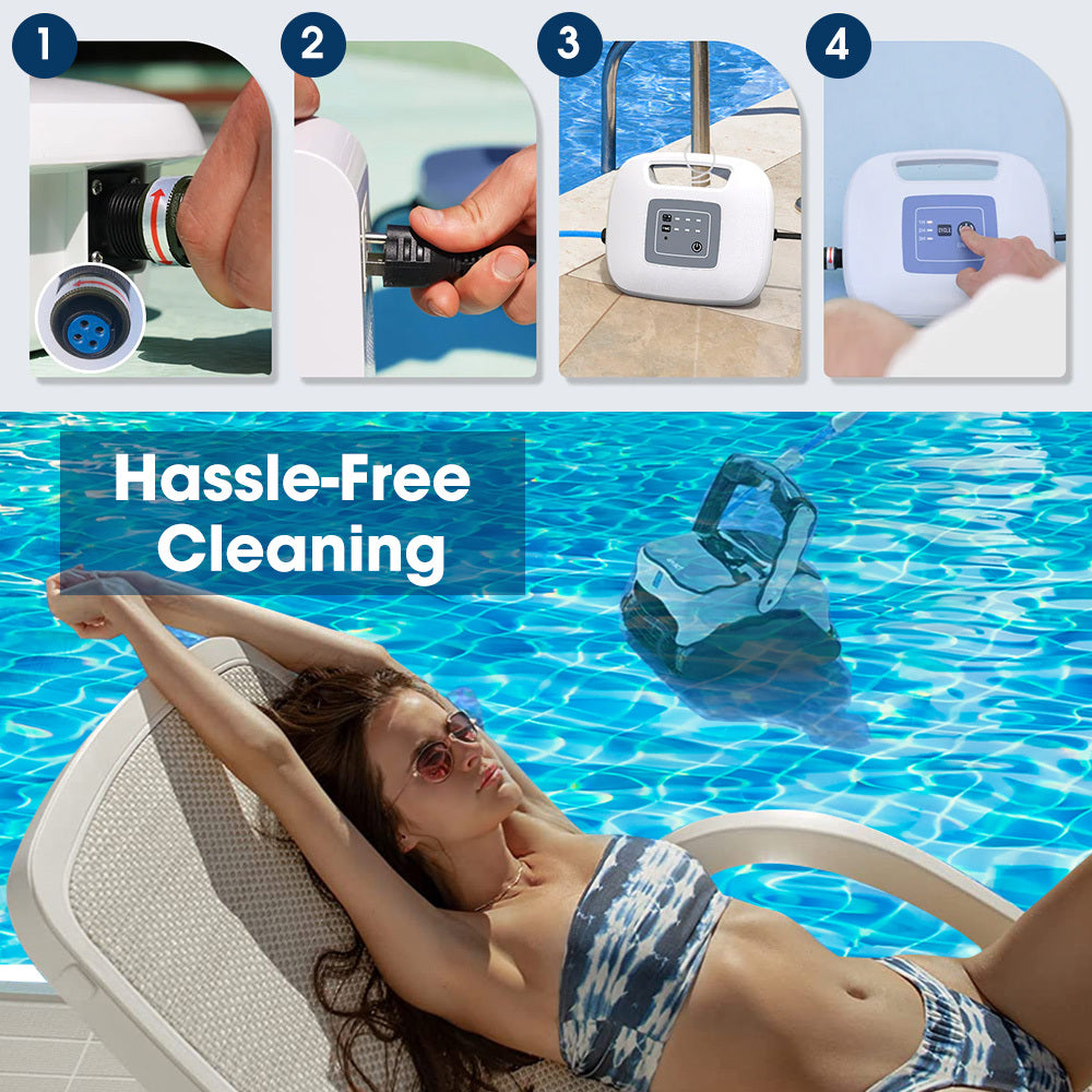 Pool Sweeps & Vacuums: WYBOT Grampus 800 Robotic Pool Cleaner, Automatic Vacuum with Quick Clean, Wall Climbing Capability, Powerful Triple Motors, Large Filter Baskets, Ideal for Large In-Ground Pools