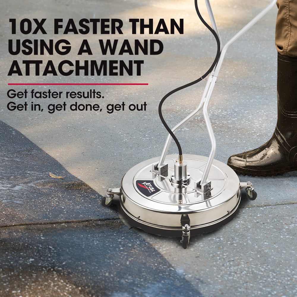 Outdoor Power Equipment: Jet-USA 24" Stainless Steel Pressure Washer Surface Cleaner, 3/8" Fitting, with Yoke Handlebar, For Concrete Driveway Patio Floor
