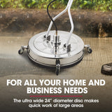Outdoor Power Equipment: Jet-USA 24" Stainless Steel Pressure Washer Surface Cleaner, 3/8" Fitting, with Yoke Handlebar, For Concrete Driveway Patio Floor
