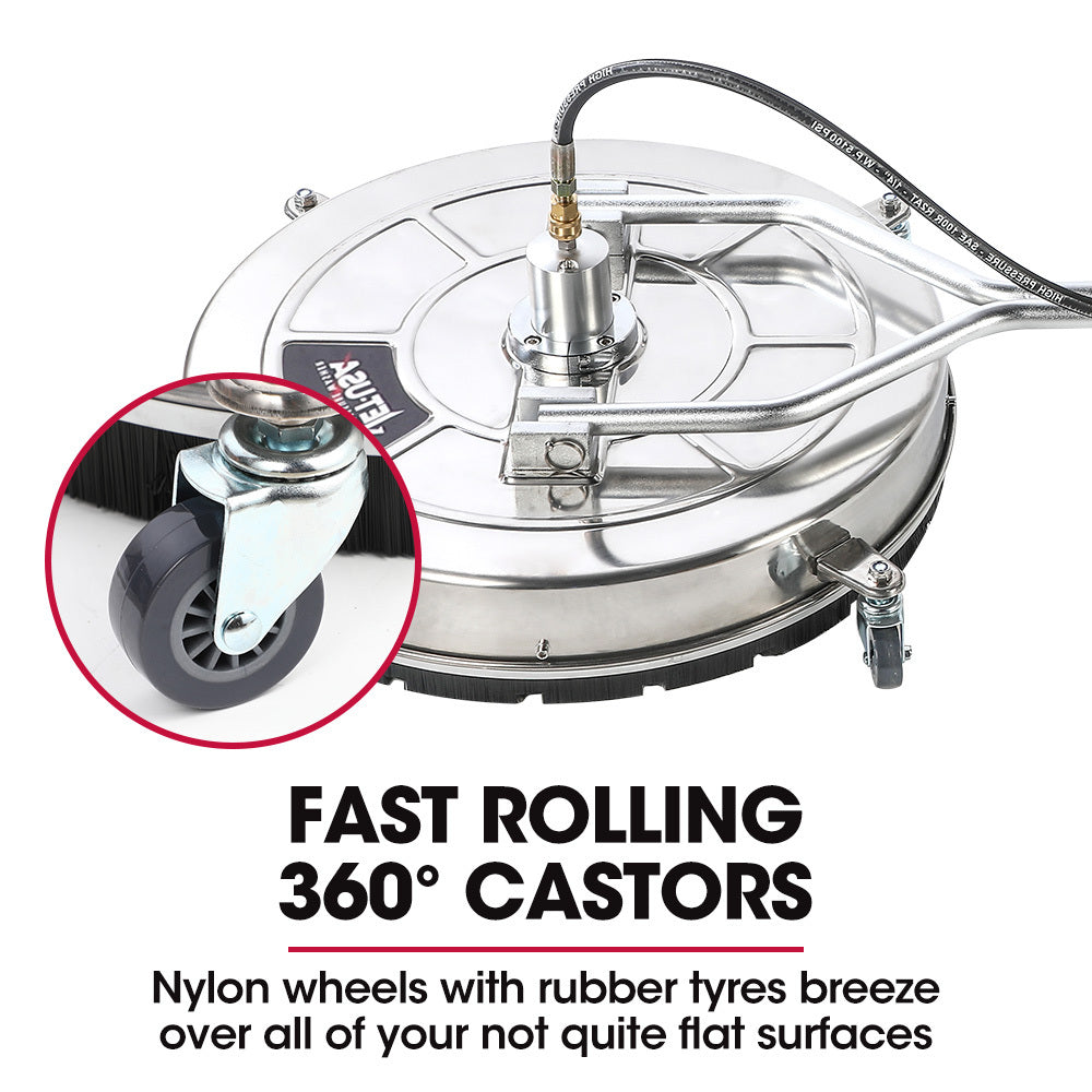 Outdoor Power Equipment: Jet-USA 24" Stainless Steel Pressure Washer Surface Cleaner, 3/8" Fitting, with Yoke Handlebar, For Concrete Driveway Patio Floor
