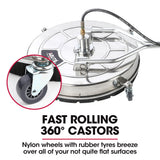 Outdoor Power Equipment: Jet-USA 24" Stainless Steel Pressure Washer Surface Cleaner, 3/8" Fitting, with Yoke Handlebar, For Concrete Driveway Patio Floor