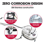 Outdoor Power Equipment: Jet-USA 24" Stainless Steel Pressure Washer Surface Cleaner, 3/8" Fitting, with Yoke Handlebar, For Concrete Driveway Patio Floor
