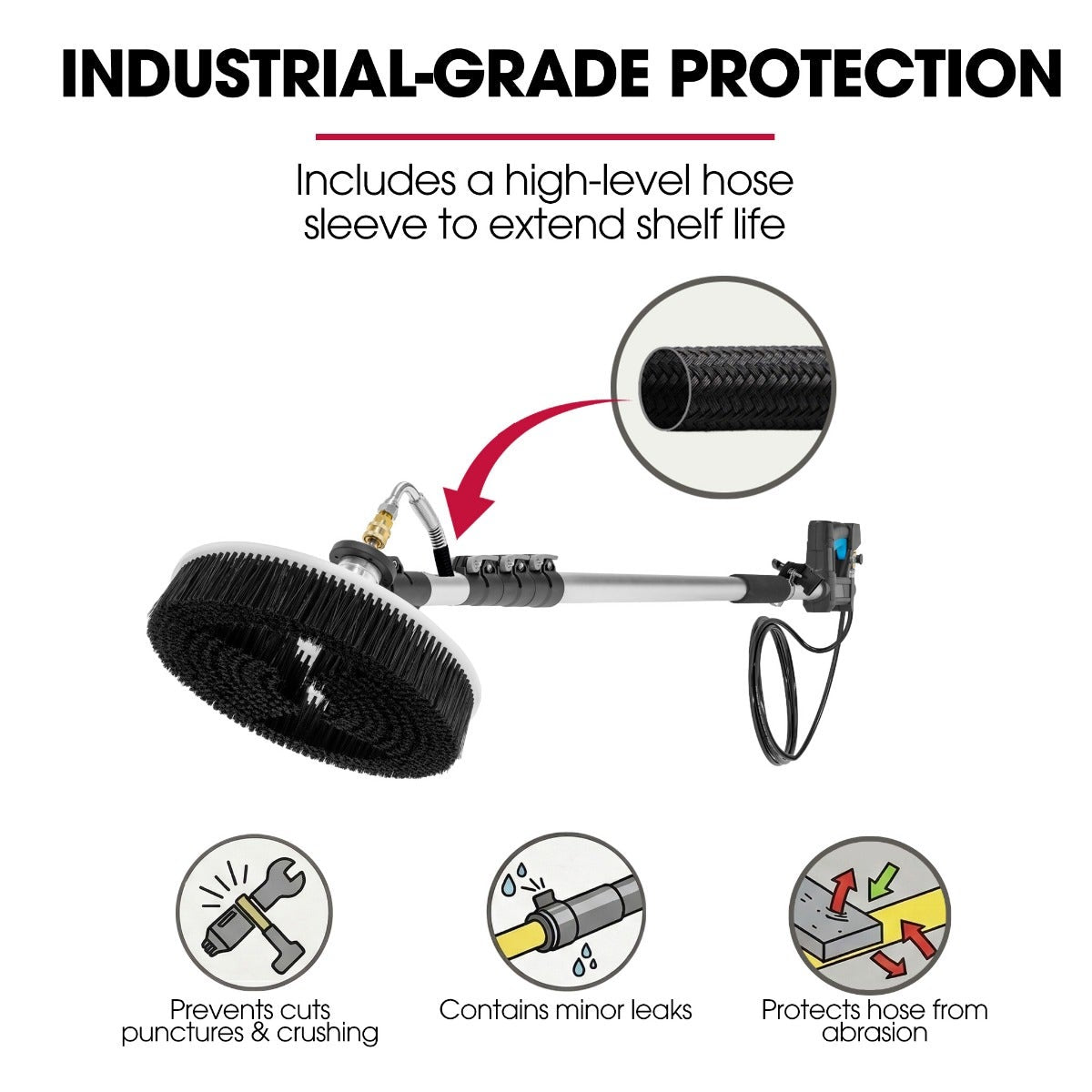 JET-USA 5.5m Telescopic Rotary Surface Cleaner Brush, for Solar Panels, Walls, Windows, M22 Pressure Washer Connection