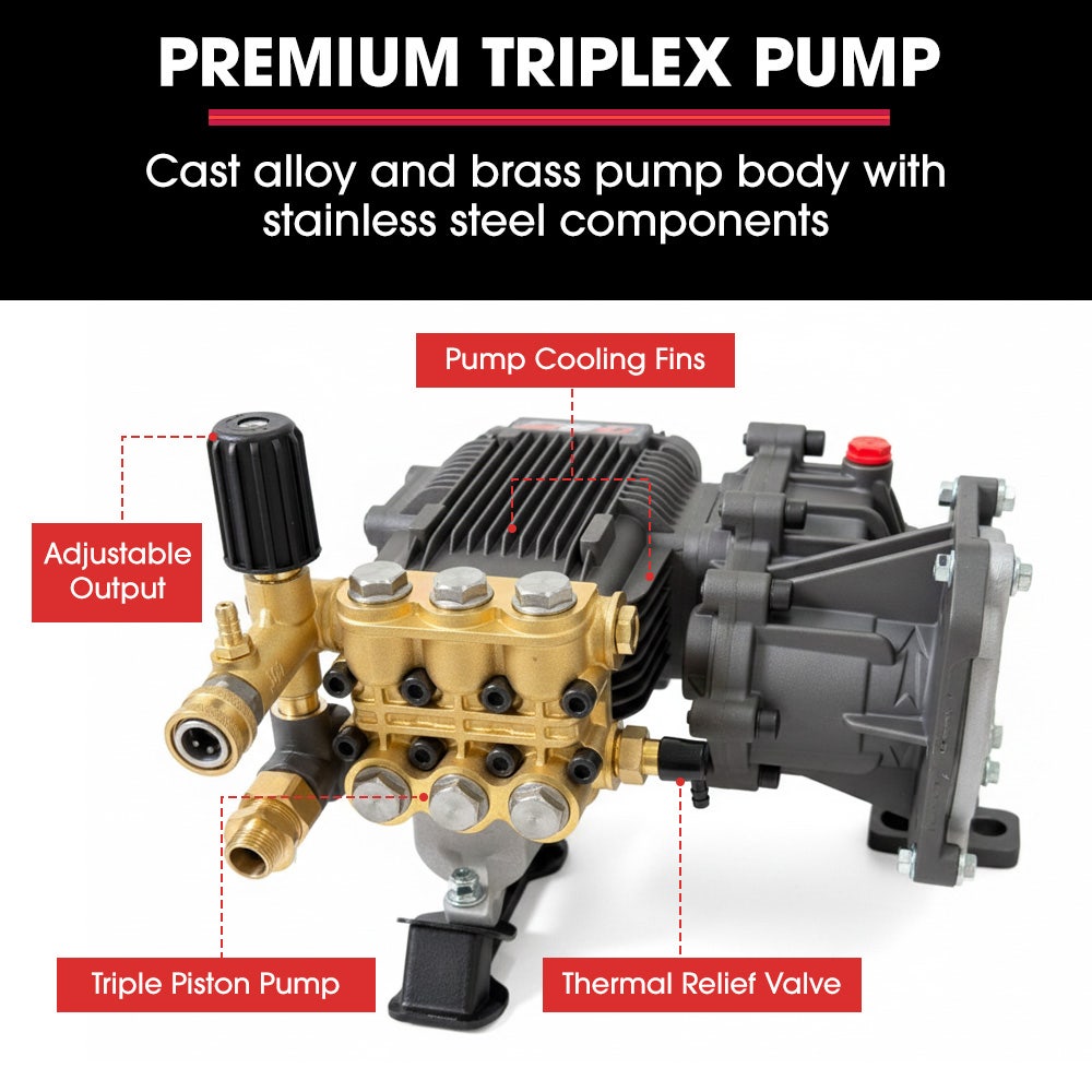 Outdoor Power Equipment: JET-USA Commercial Diesel High-Pressure Washer Cleaner, Electric Start 10hp 418cc, 15m Steel Braided Hose, Adjustable Triplex Pump - DX800