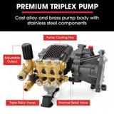 Outdoor Power Equipment: JET-USA Commercial Diesel High-Pressure Washer Cleaner, Electric Start 10hp 418cc, 15m Steel Braided Hose, Adjustable Triplex Pump - DX800