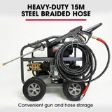 Outdoor Power Equipment: JET-USA Commercial Diesel High-Pressure Washer Cleaner, Electric Start 10hp 418cc, 15m Steel Braided Hose, Adjustable Triplex Pump - DX800