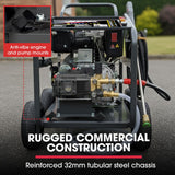 Outdoor Power Equipment: JET-USA Commercial Diesel High-Pressure Washer Cleaner, Electric Start 10hp 418cc, 15m Steel Braided Hose, Adjustable Triplex Pump - DX800