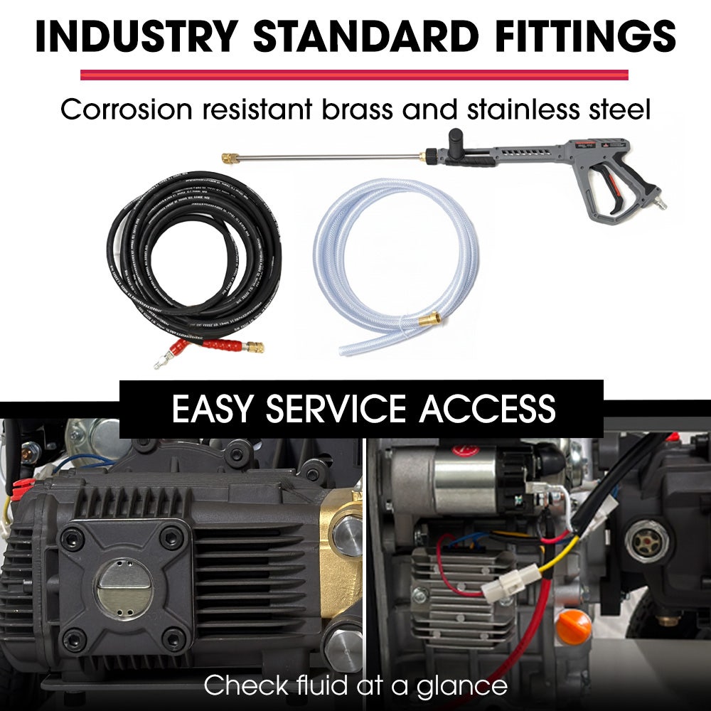 Outdoor Power Equipment: JET-USA Commercial Diesel High-Pressure Washer Cleaner, Electric Start 10hp 418cc, 15m Steel Braided Hose, Adjustable Triplex Pump - DX800